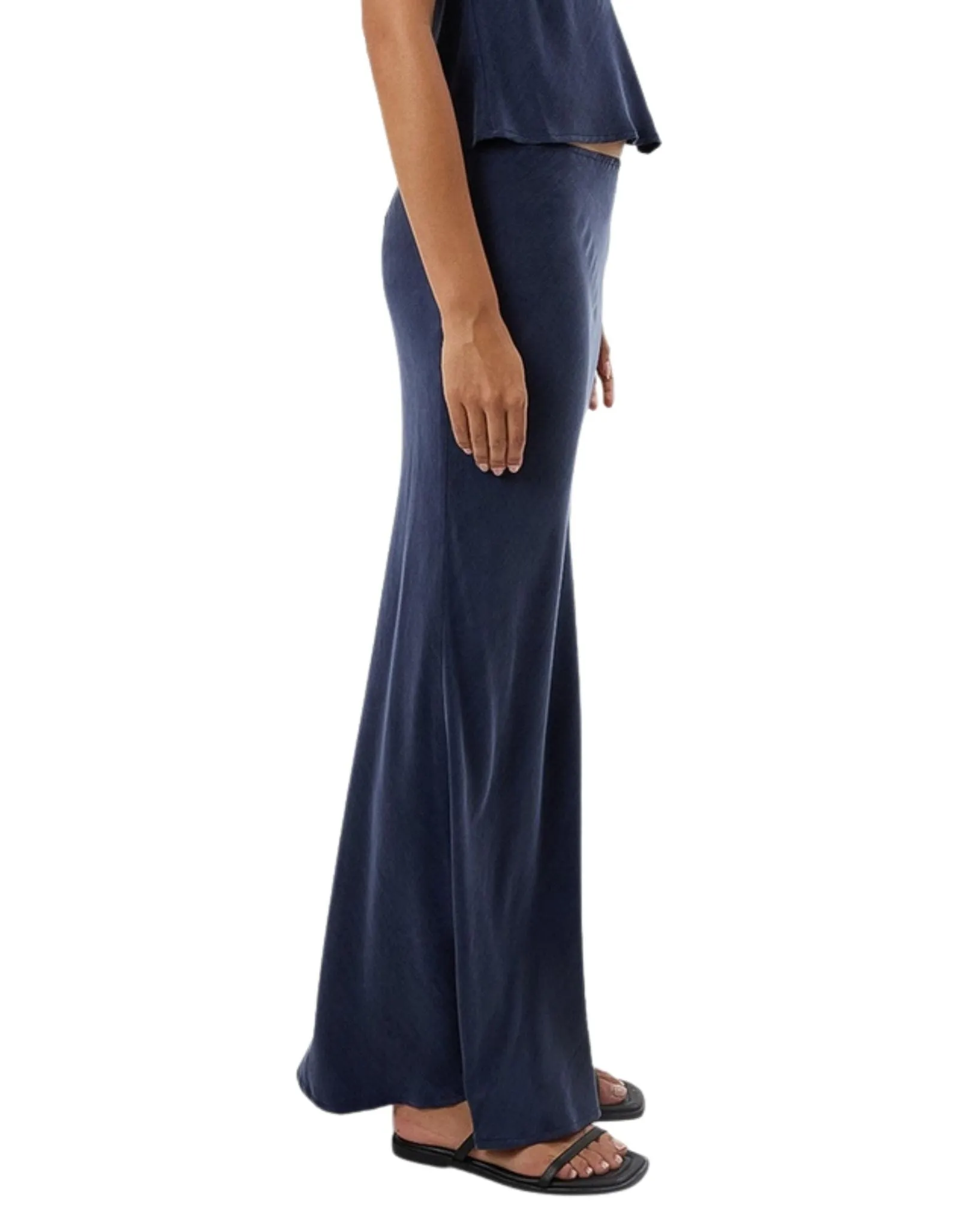 Womens Faye Slip Maxi Skirt - Oxford Blue
