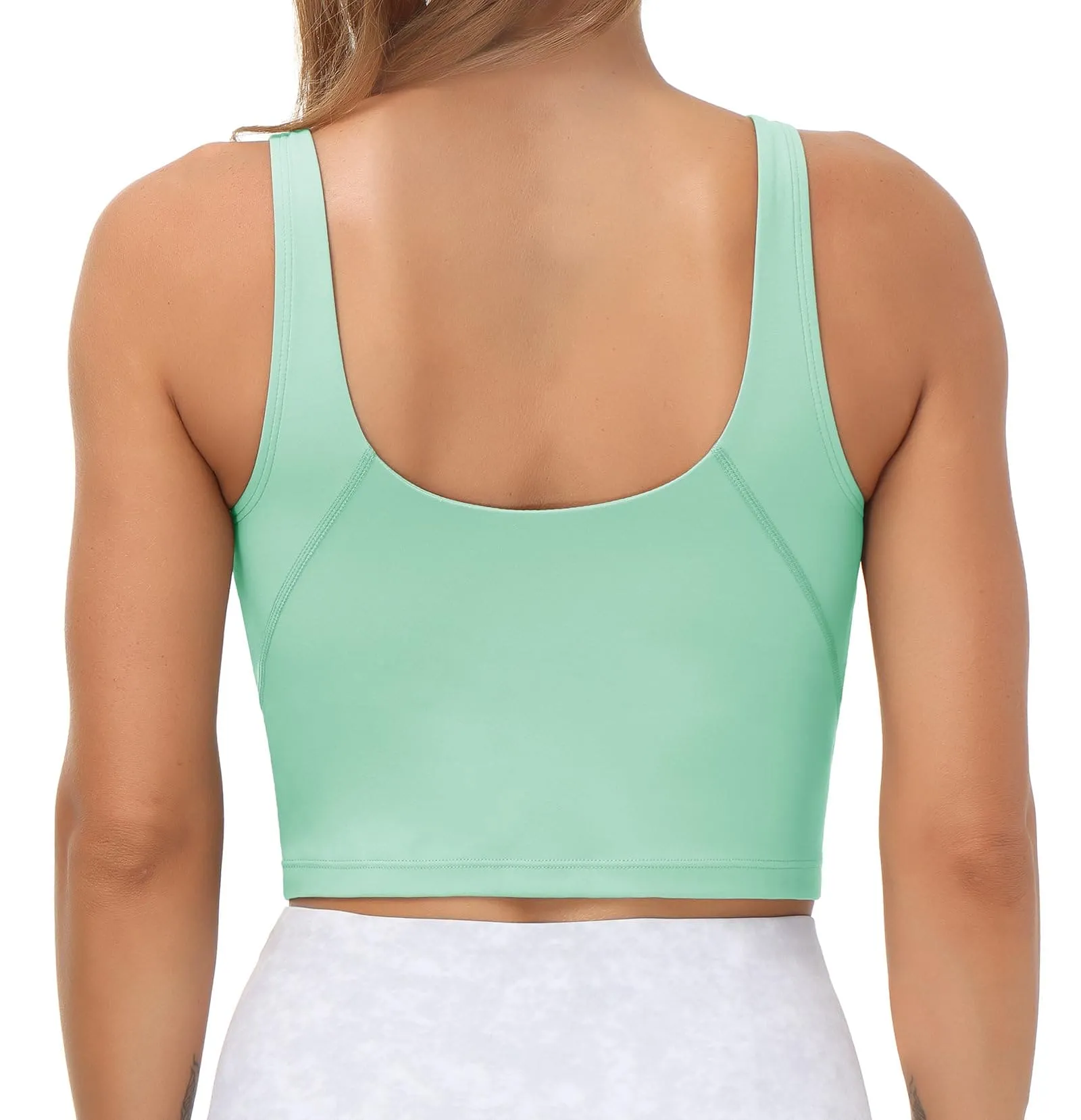 Women’s Longline Sports Bra Wirefree Padded Medium Support Yoga Bras Gym Running Workout Tank Tops(Mint Green)