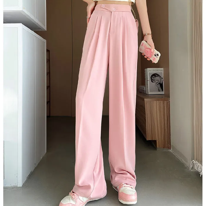Women's New High Waist Loose Drape Suit Wide Leg Pants