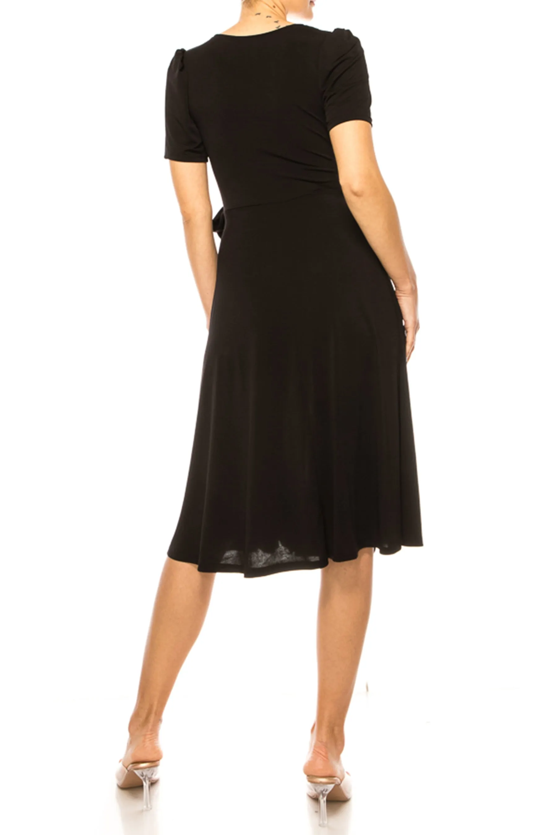 Women's Stylish Solid Faux Wrap Dress with Deep V-Neck D864 $15 Each