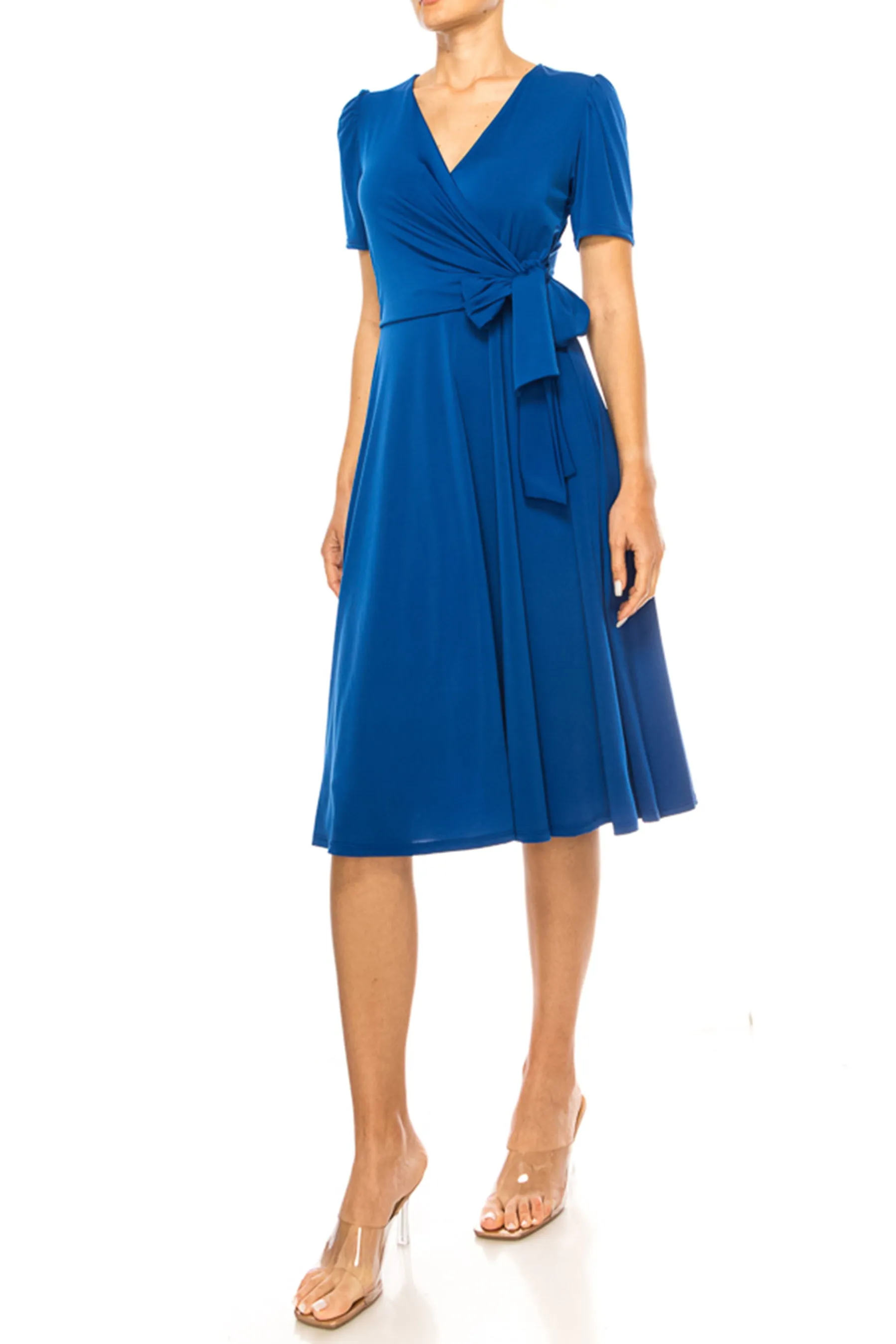 Women's Stylish Solid Faux Wrap Dress with Deep V-Neck D864 $15 Each