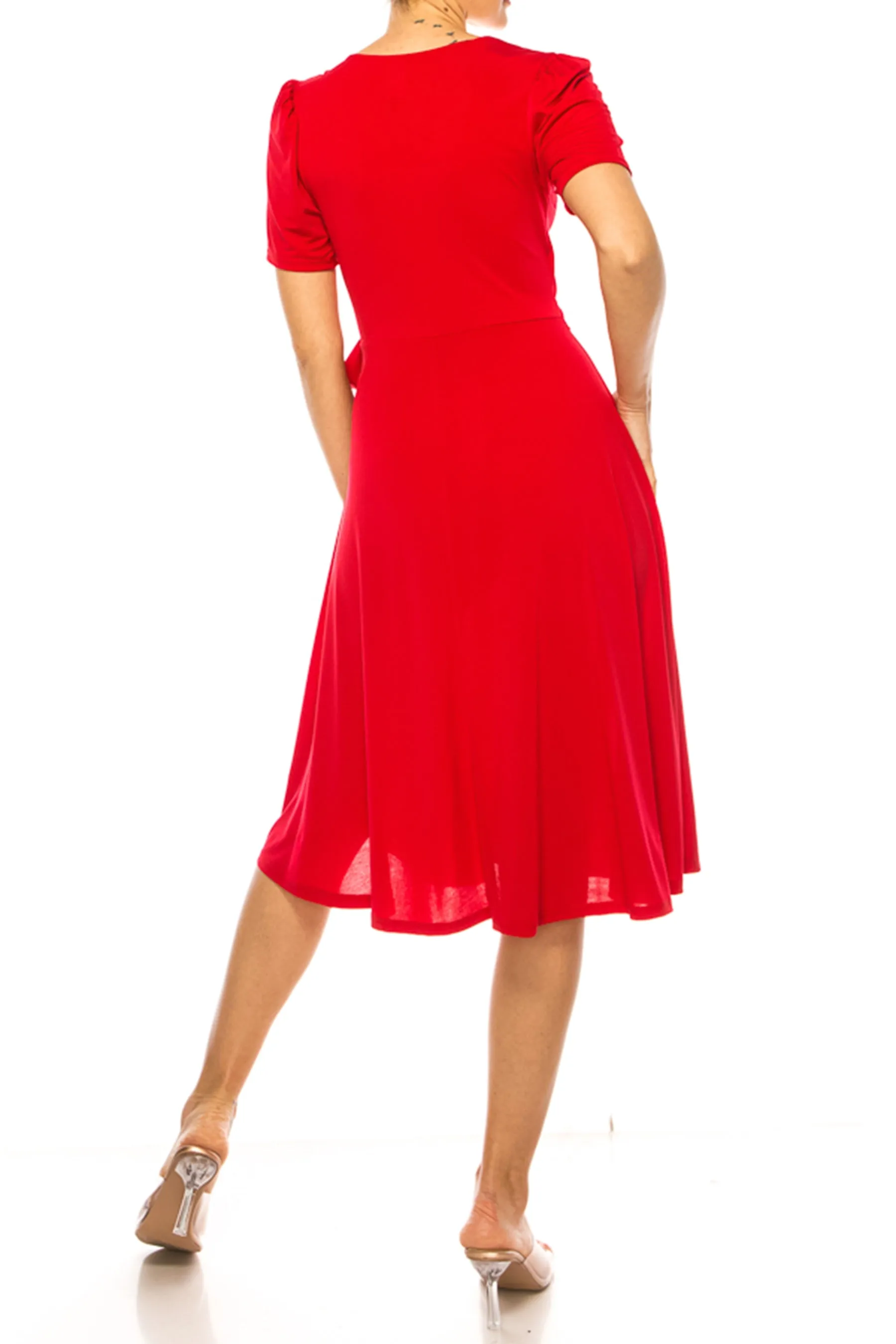 Women's Stylish Solid Faux Wrap Dress with Deep V-Neck D864 $15 Each