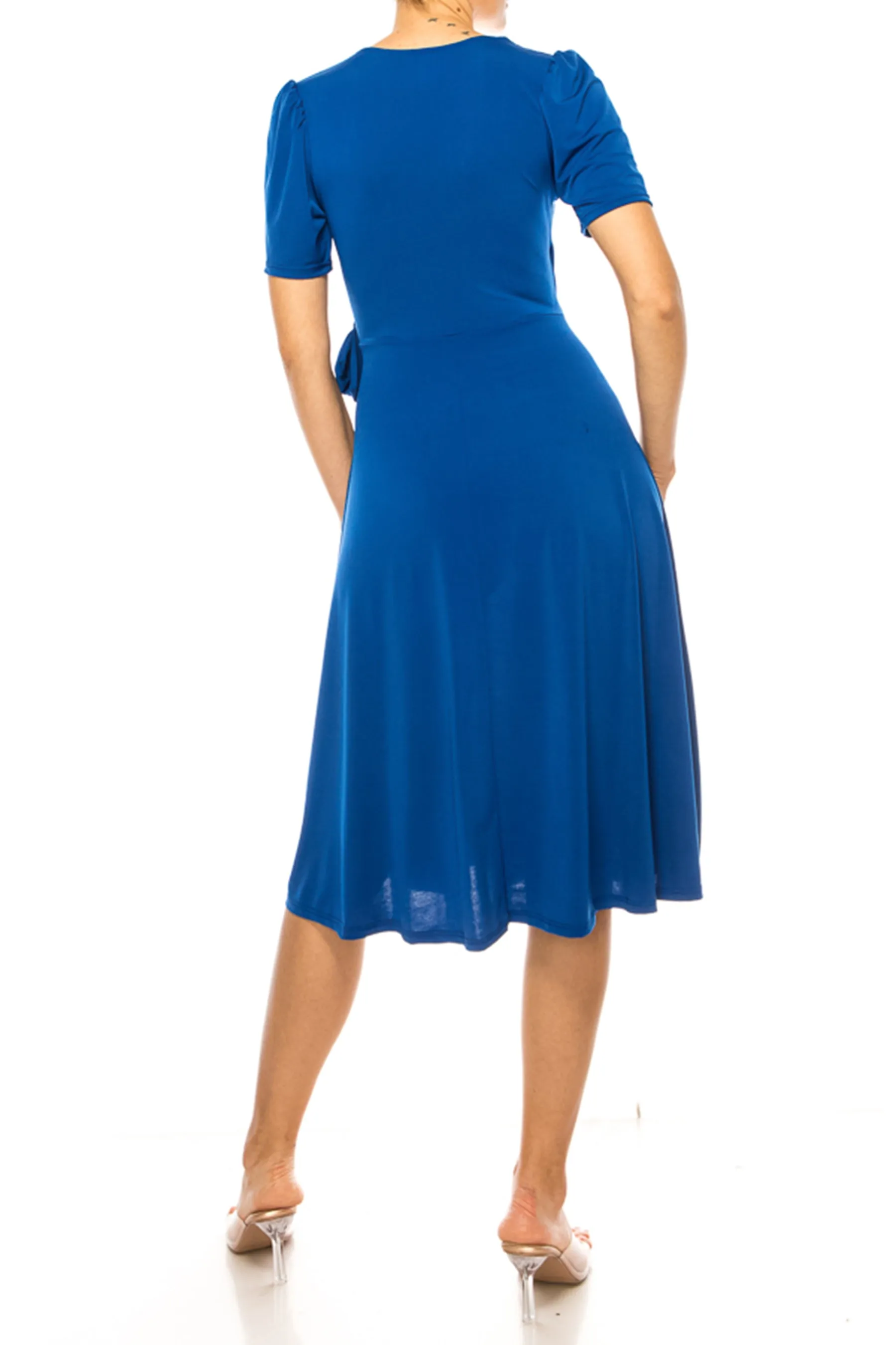 Women's Stylish Solid Faux Wrap Dress with Deep V-Neck D864 $15 Each