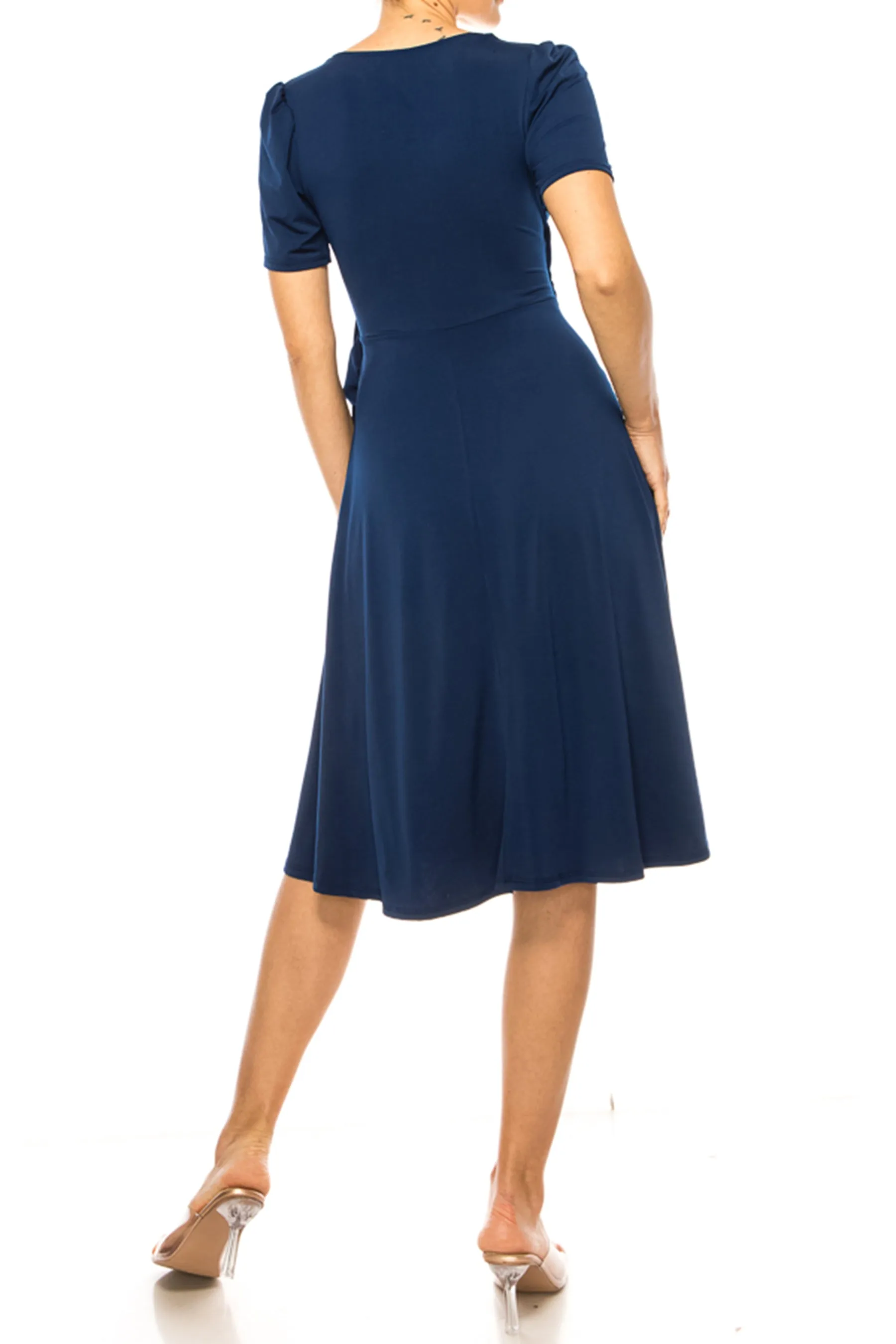 Women's Stylish Solid Faux Wrap Dress with Deep V-Neck D864 $15 Each