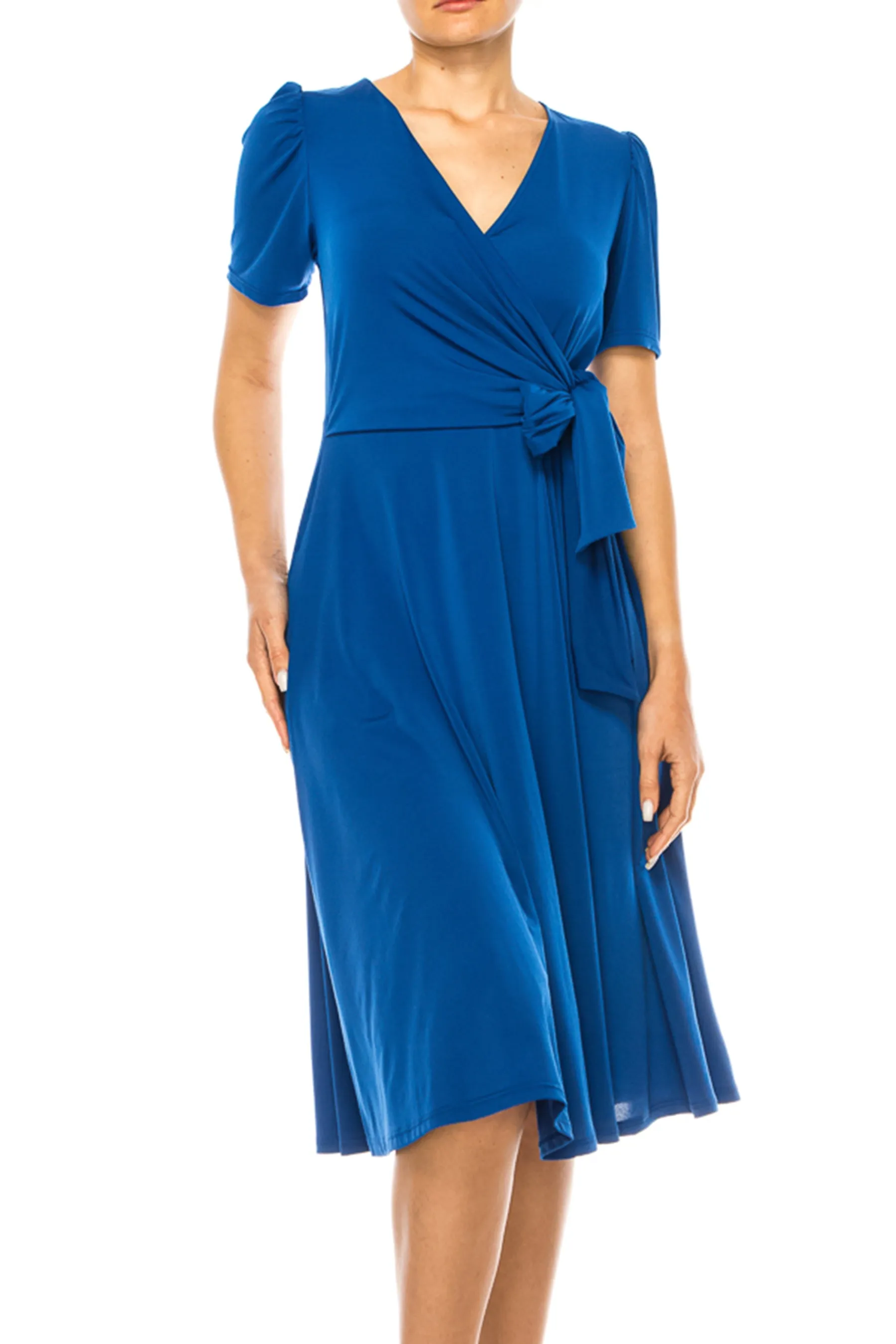 Women's Stylish Solid Faux Wrap Dress with Deep V-Neck D864 $15 Each