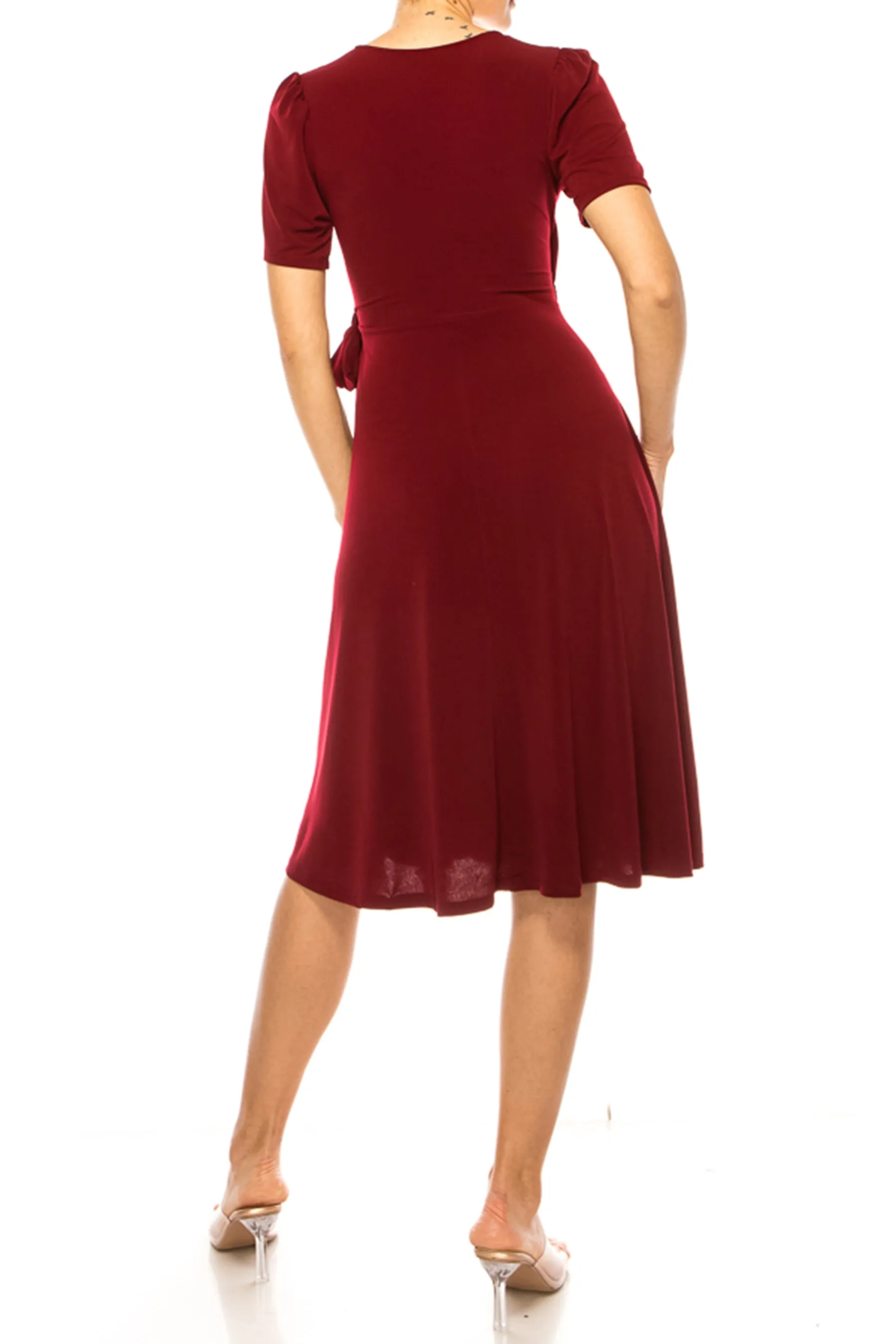 Women's Stylish Solid Faux Wrap Dress with Deep V-Neck D864 $15 Each