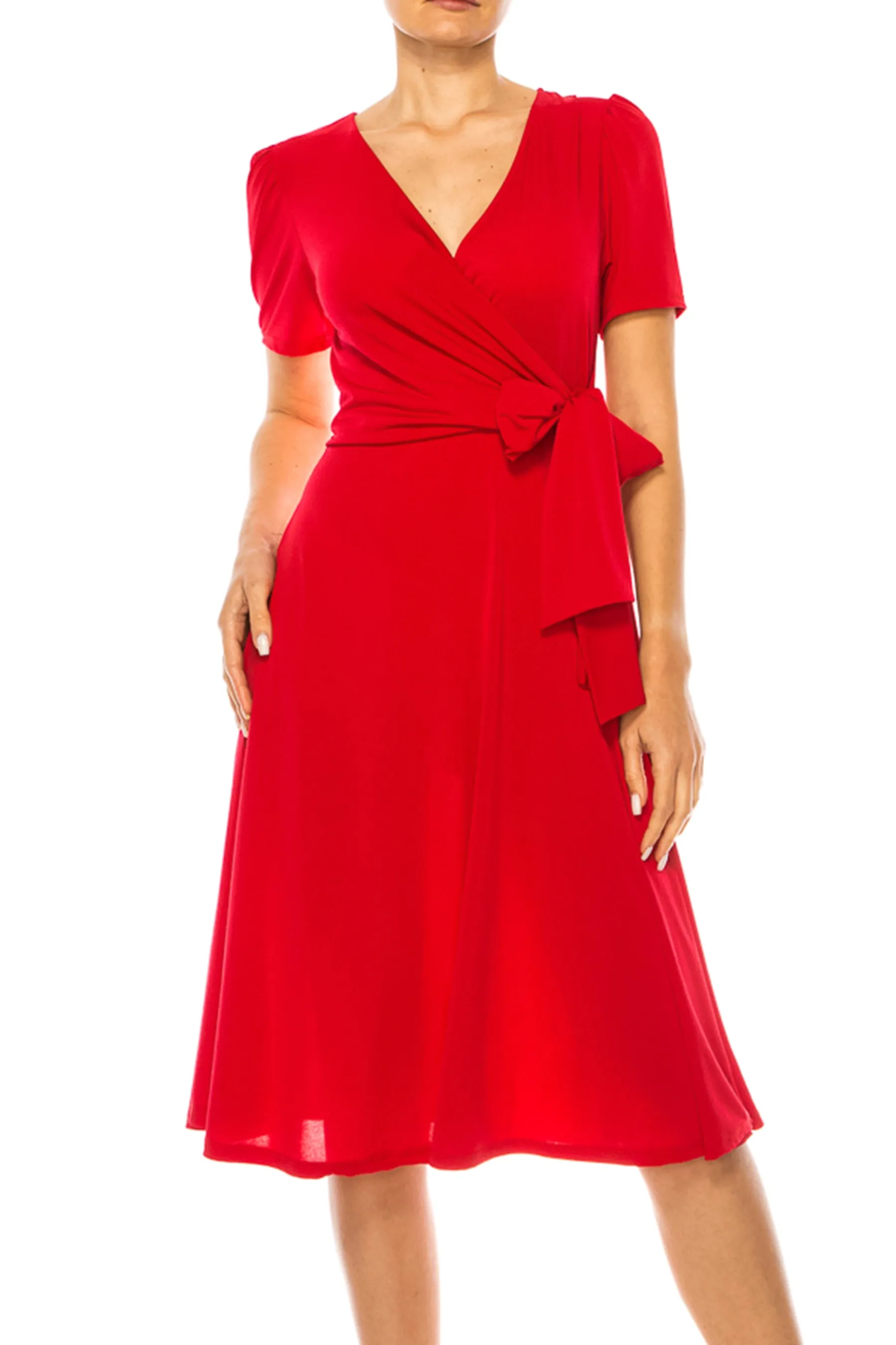 Women's Stylish Solid Faux Wrap Dress with Deep V-Neck D864 $15 Each