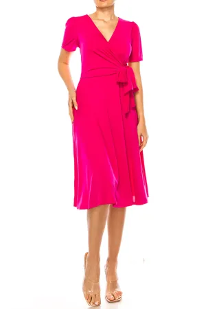 Women's Stylish Solid Faux Wrap Dress with Deep V-Neck D864 $15 Each