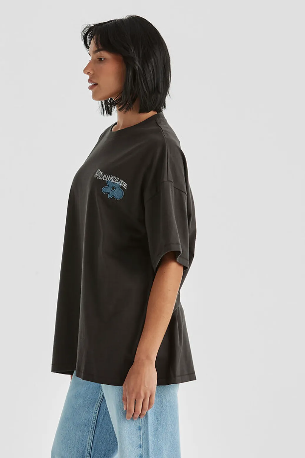 WRANGLER DENIM DAIZIE BOXY SLOUCH TEE - WORN BLACK
