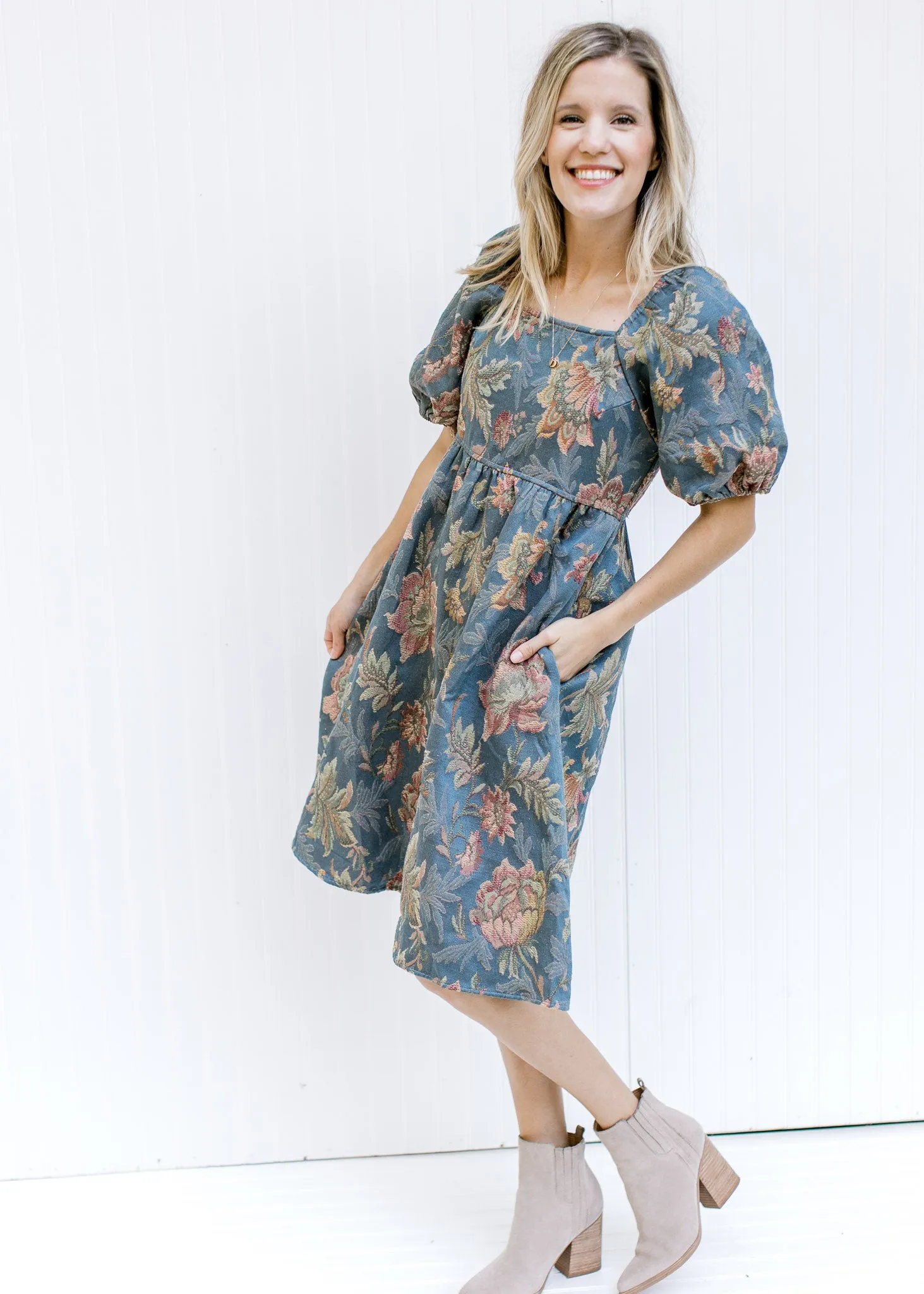 X Vintage Blue Floral Dress