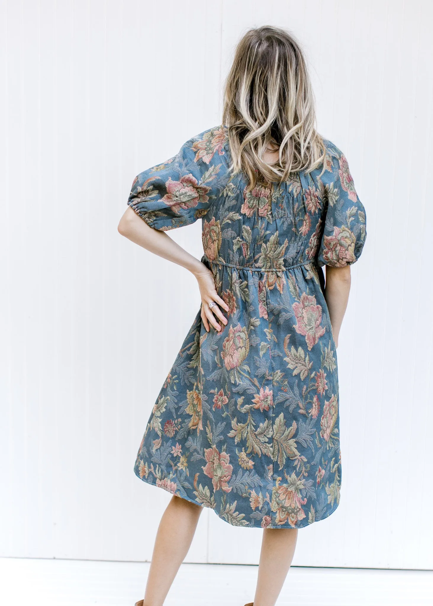 X Vintage Blue Floral Dress