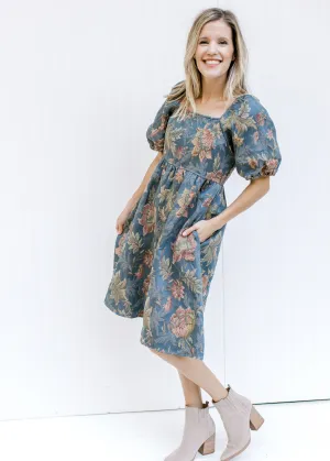X Vintage Blue Floral Dress