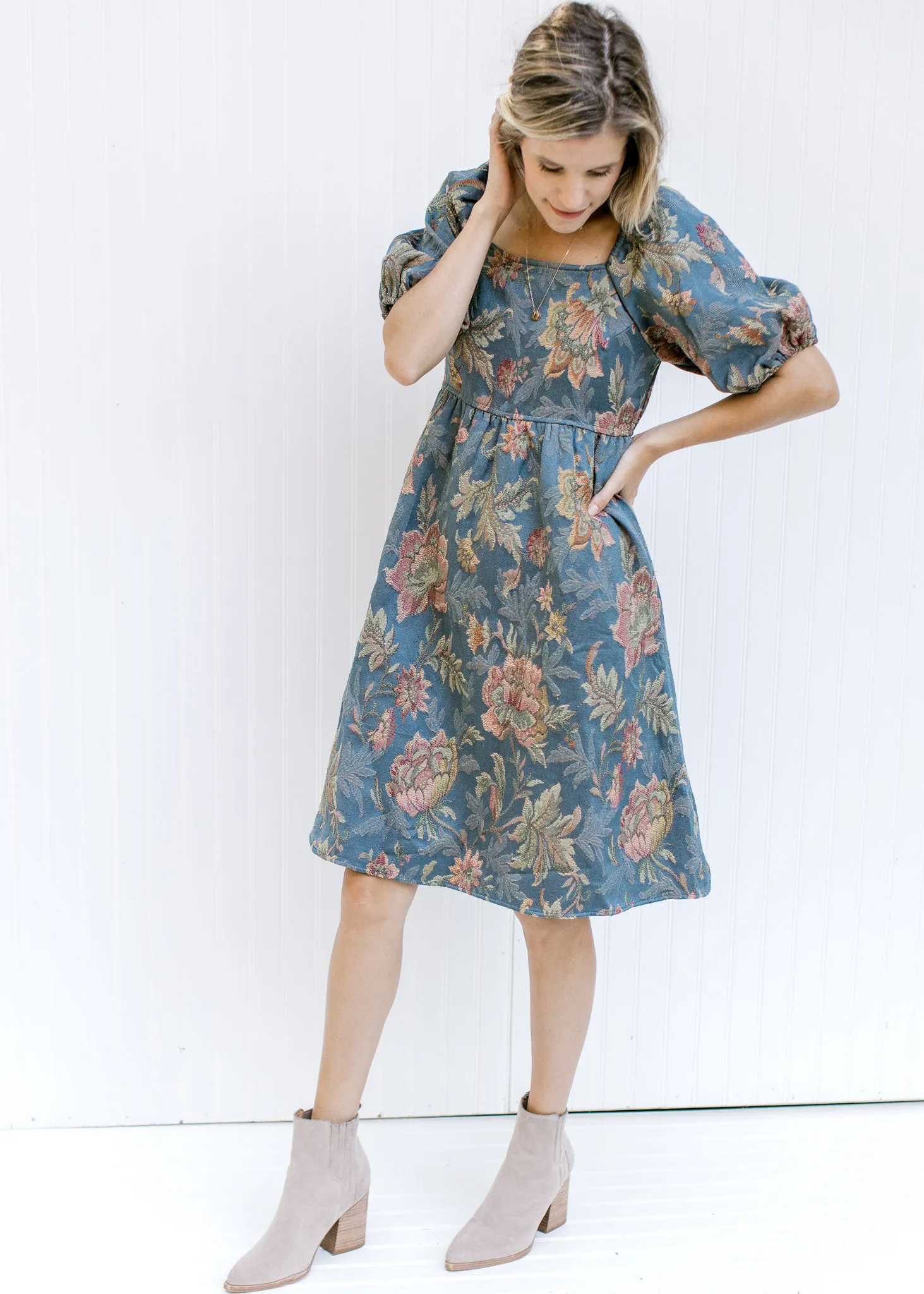 X Vintage Blue Floral Dress