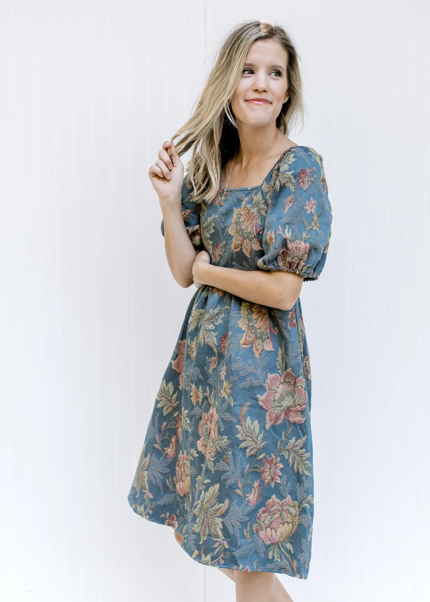 X Vintage Blue Floral Dress
