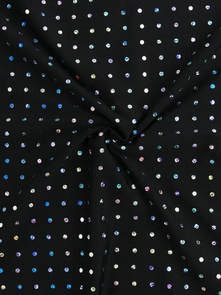 Y2K Rhinestone Plunge Neck Midi Dress