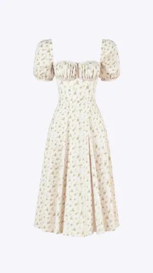 Yamina - Stylish V Neck Cut Woman's Midi Dress
