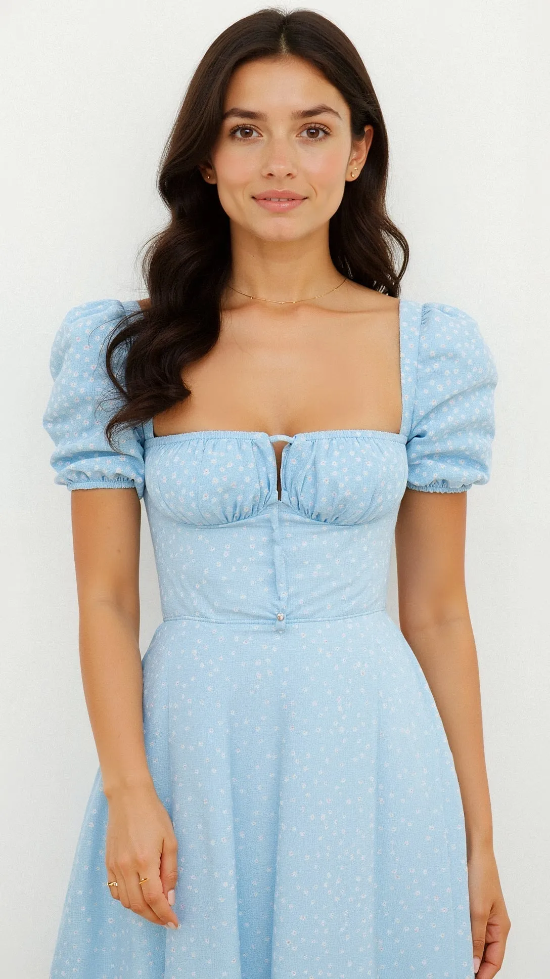 Yamina - Stylish V Neck Cut Woman's Midi Dress