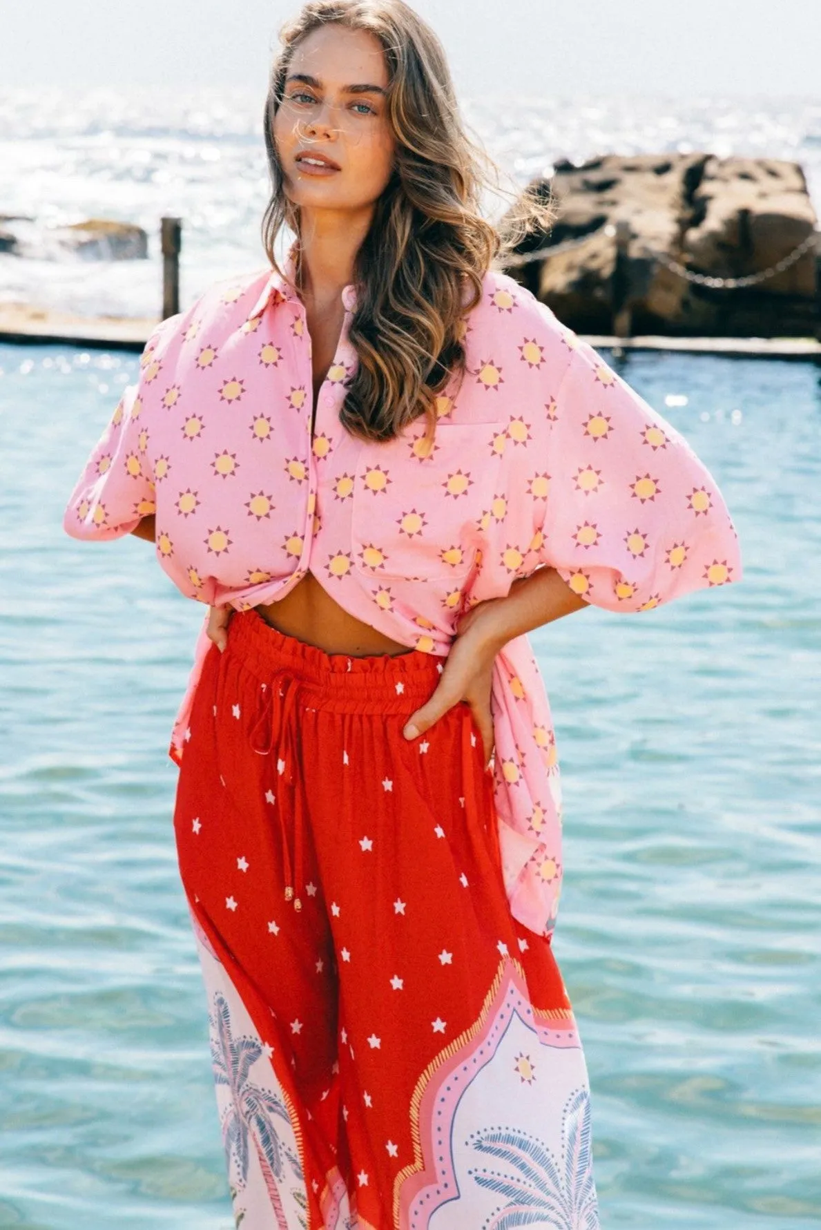 ZAFI PANT || RED MULTI