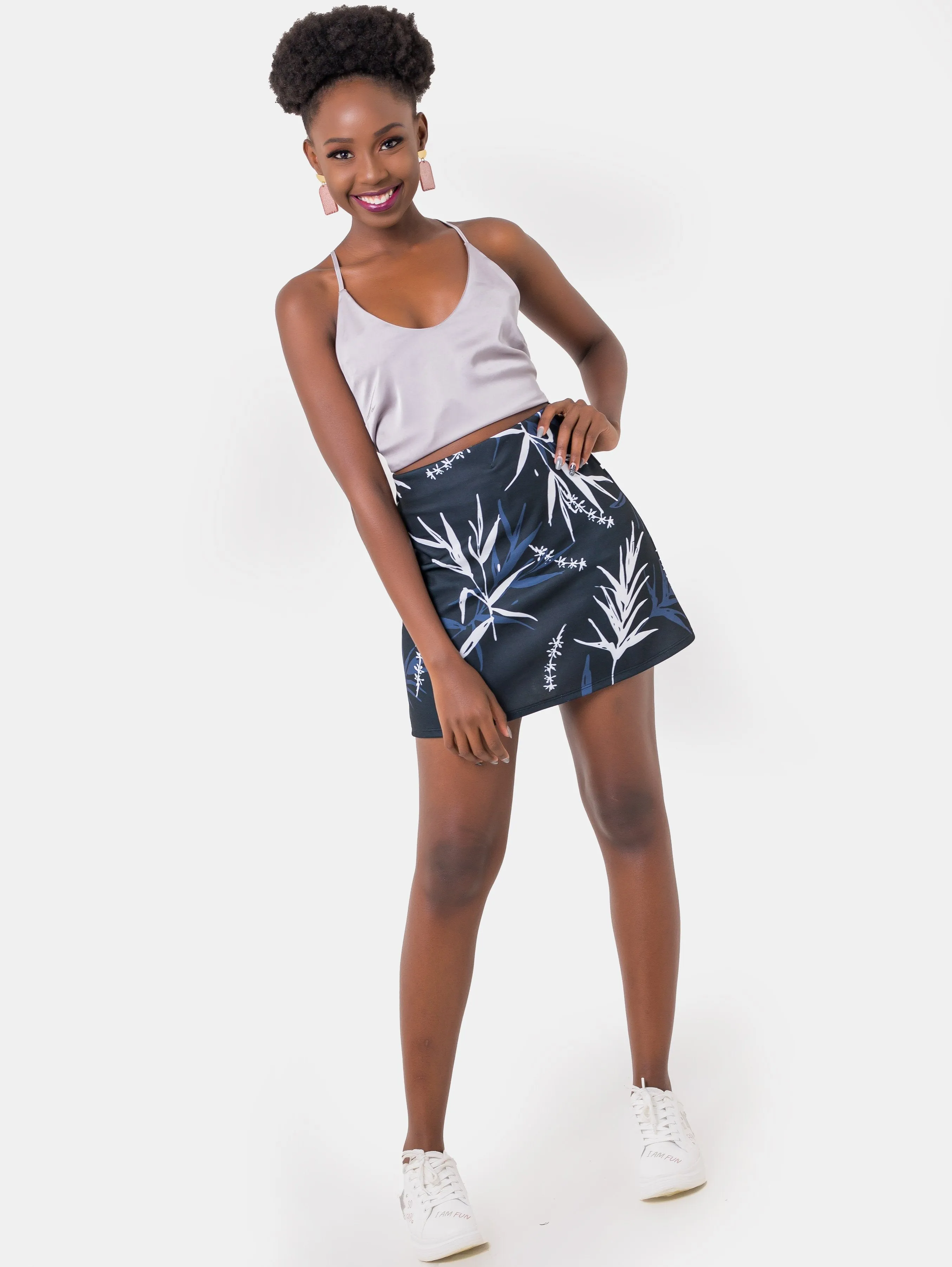 Zoya Print Scuba A-line Mini Skirt - Blue