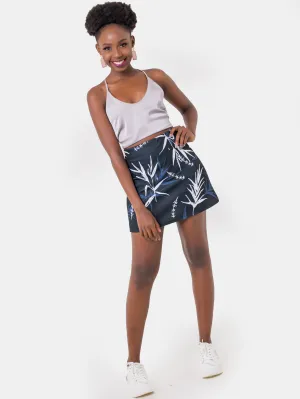 Zoya Print Scuba A-line Mini Skirt - Blue
